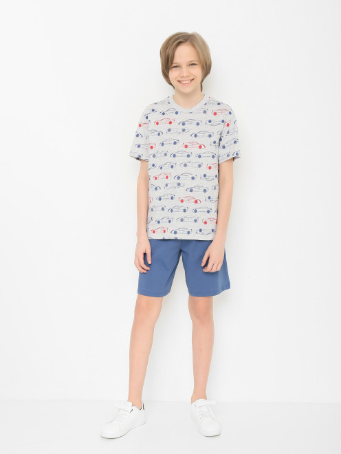 Пижама: футболка и шорты из хлопка Sanetta - МодельОбщийВид