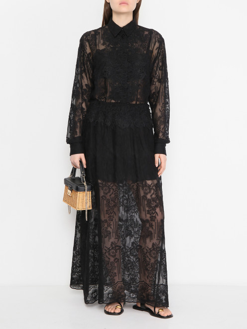 Юбка-макси с вышивкой и кружевом Ermanno Scervino - МодельОбщийВид