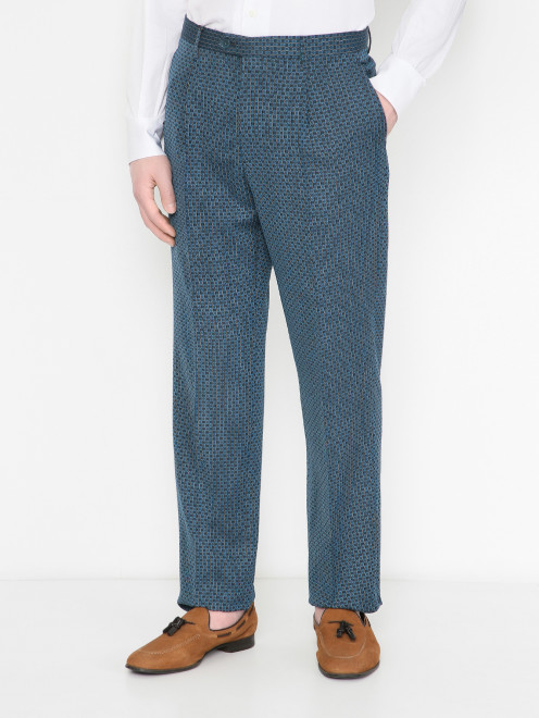 Брюки из шерсти с узором Etro - МодельВерхНиз