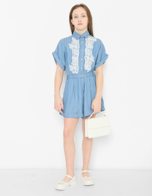 Комбинезон с вышивкой с карманами Ermanno Scervino Junior - МодельОбщийВид