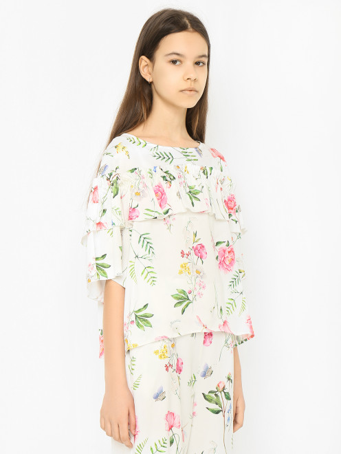 Блуза с цветочным узором MONNALISA - МодельВерхНиз