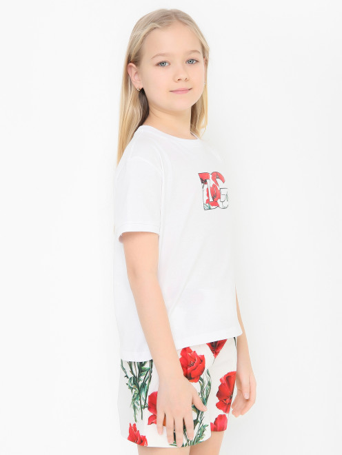 Хлопковая футболка с принтом Dolce & Gabbana - МодельВерхНиз