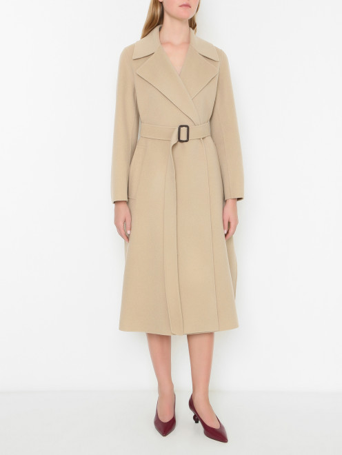 Пальто из шерсти с поясом Weekend Max Mara - МодельВерхНиз