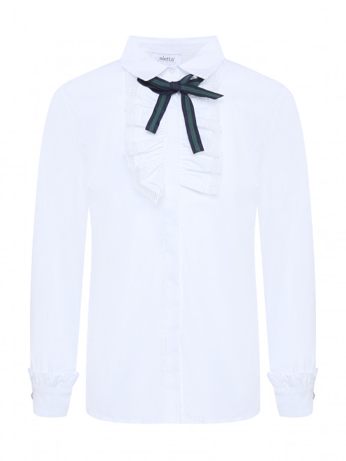 Блуза из хлопка со съемным бантом Aletta Couture - Общий вид