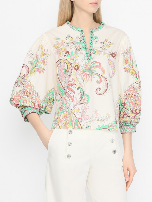 Блуза из хлопка с узором Etro - МодельВерхНиз