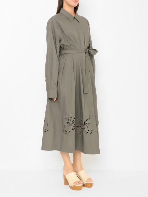Платье из хлопка с вышивкой Marina Rinaldi - МодельВерхНиз