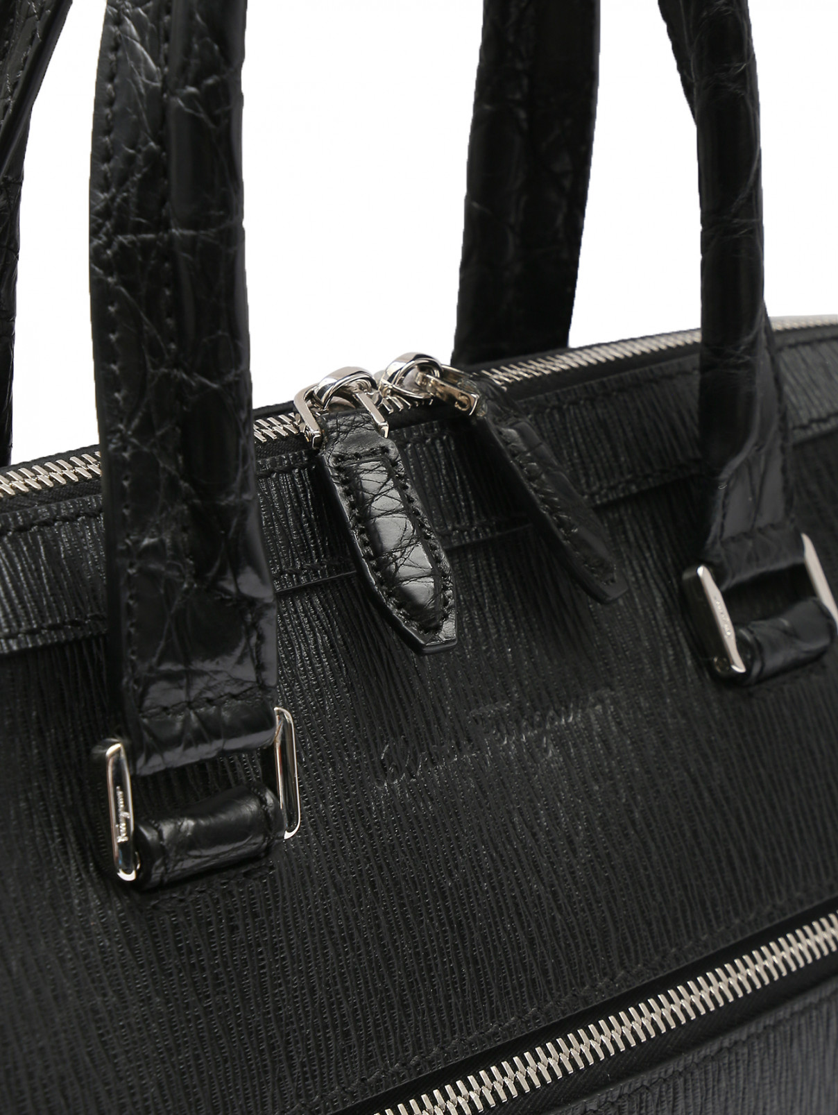 Salvatore Ferragamo бежевая сумка из кожи теленка и кожи крокодила