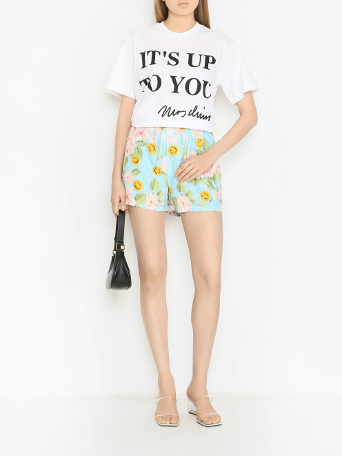 Футболка с принтом Moschino - МодельОбщийВид