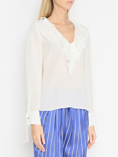 Однотонная блуза из шелка с воланами Liviana Conti - МодельВерхНиз