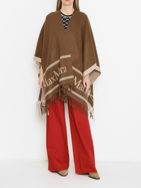 Пончо из шерсти с бахромой Max Mara - МодельОбщийВид