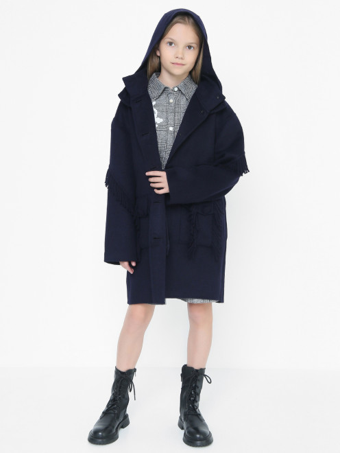 Пальто с бахромой и накладными карманами Ermanno Scervino Junior - МодельОбщийВид