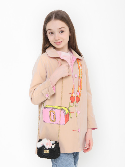 Сумка из твида с аппликацией Gamee Fashion - МодельВерхНиз