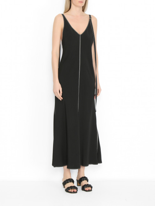 Платье-макси с V-образным вырезом Sportmax - МодельВерхНиз
