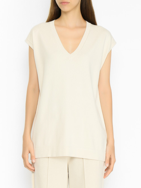 Жилет трикотажный из смесовой вискозы Weekend Max Mara - МодельВерхНиз