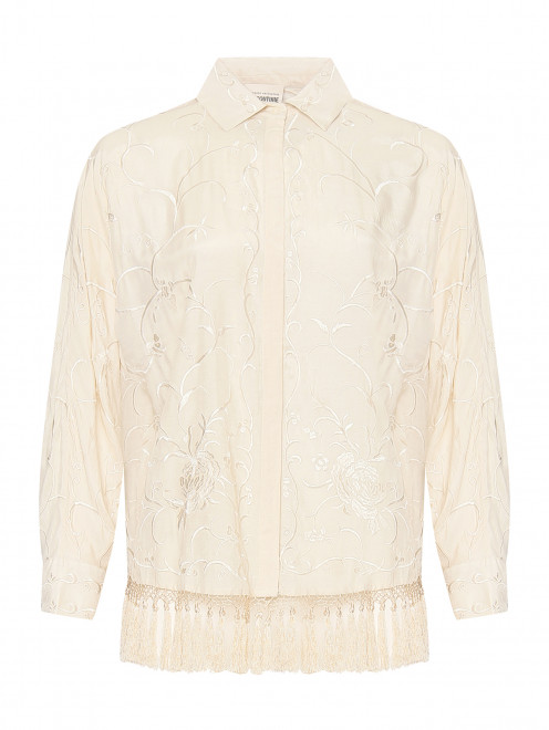 Рубашка из вискозы с цветочным узором и бахромой Semicouture - Общий вид