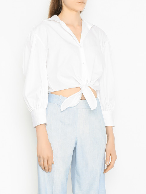 Рубашка однотонная из хлопка Ermanno Scervino - МодельВерхНиз