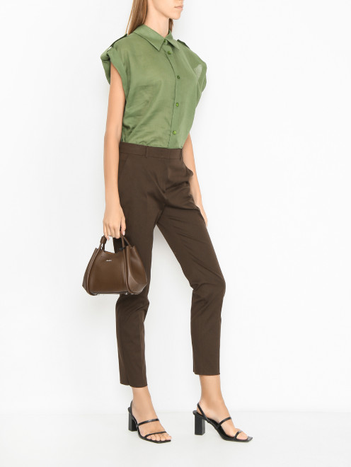 Сумка из гладкой кожи с логотипом Max Mara - МодельОбщийВид