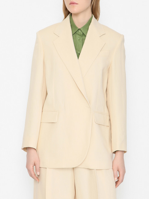 Жакет из смешанного льна на кнопках Weekend Max Mara - МодельВерхНиз