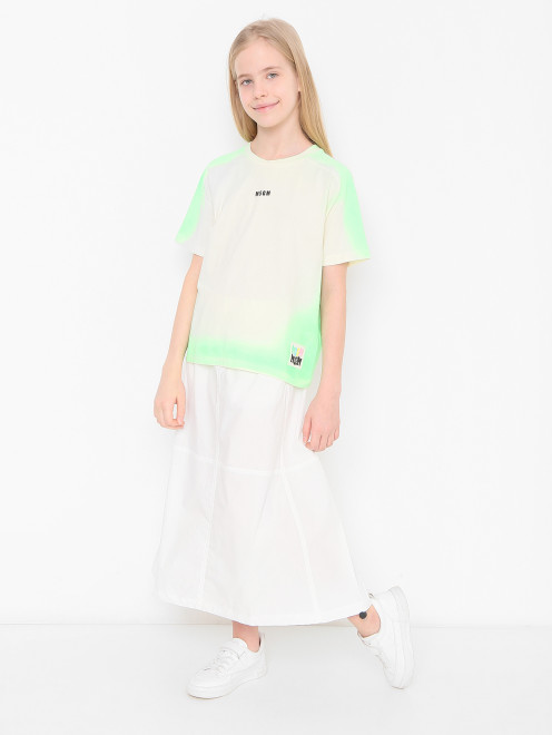 Футболка из хлопка с логотипом MSGM - МодельОбщийВид