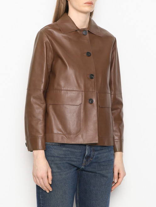 Кожаная куртка с накладными карманами Weekend Max Mara - МодельВерхНиз