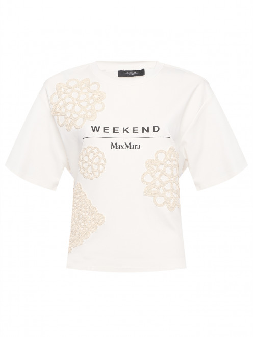 Футболка с круглым вырезом и вышитом узором Weekend Max Mara - Общий вид