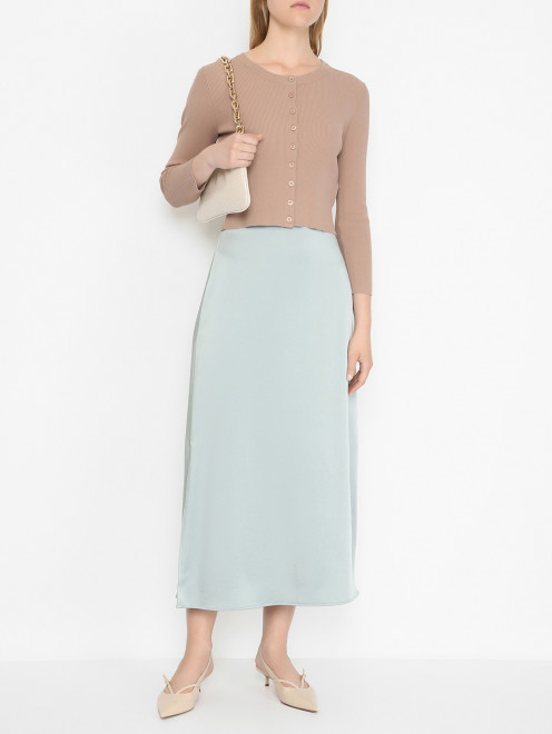 Атласная юбка-миди с разрезом Weekend Max Mara - МодельОбщийВид