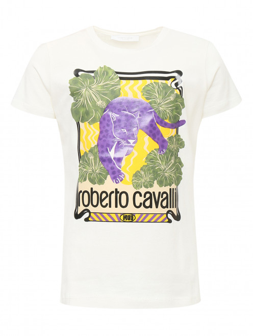 Трикотажная футболка с принтом Roberto Cavalli - Общий вид