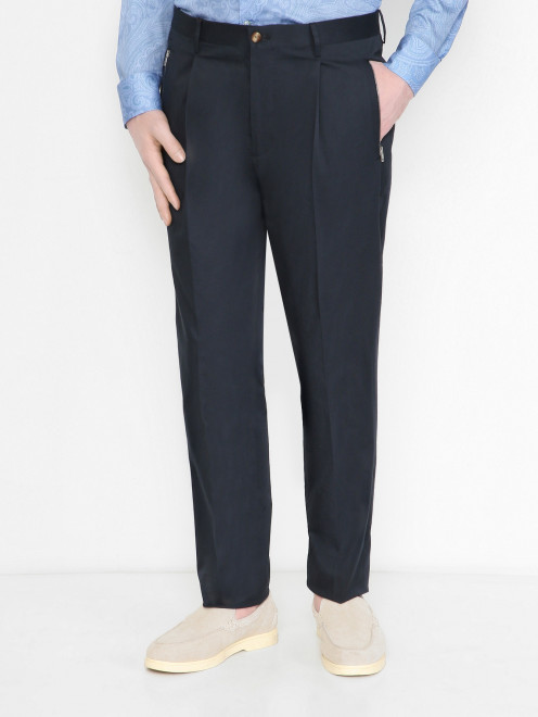 Однотонные брюки из хлопка Etro - МодельВерхНиз