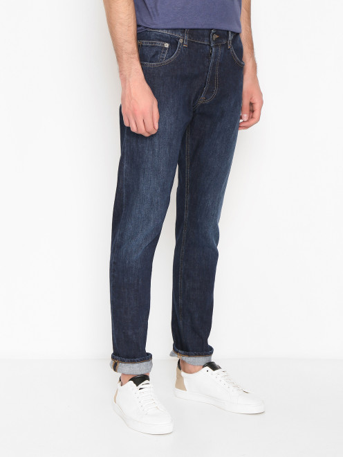 Базовые джинсы с потертостями из хлопка Dondup - МодельВерхНиз