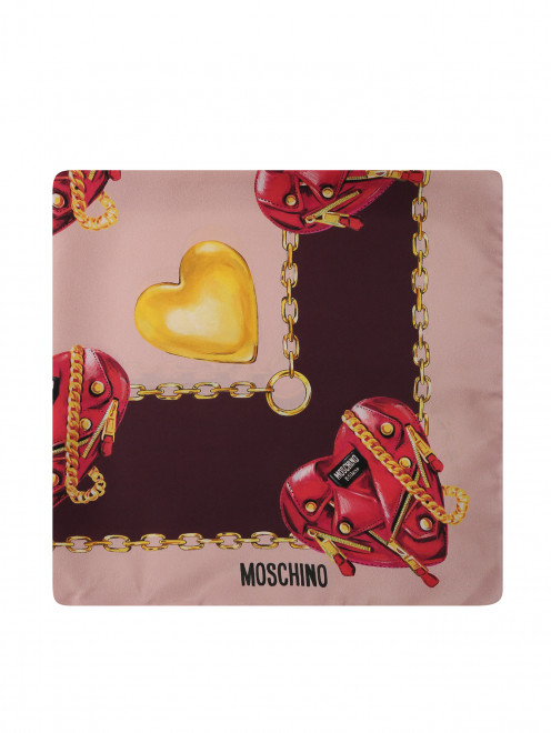 Платок из шелка с узором Moschino - Общий вид