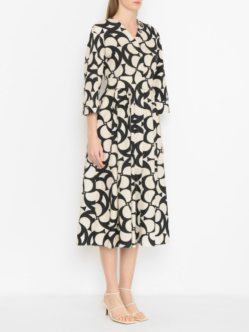 Платье-миди из хлопка с узором Max Mara - МодельВерхНиз