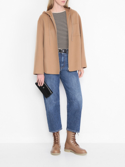 Ботинки из кожи с контрастной строчкой Max Mara - МодельОбщийВид