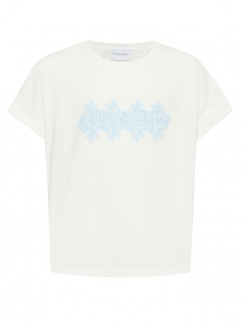 Футболка из хлопка с логотипом Ermanno Scervino Junior - Общий вид