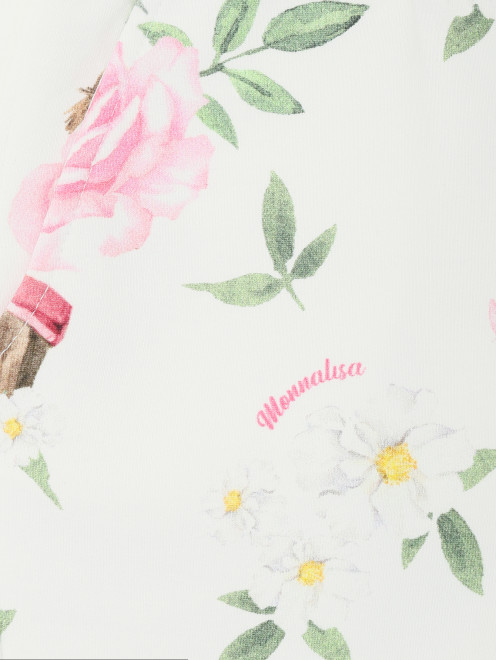 Трикотажные брюки с цветочным узором MONNALISA - Деталь