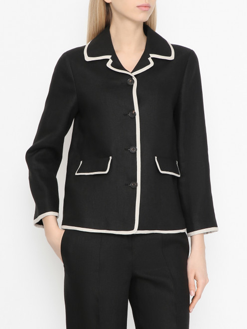 Жакет из льна с окантовкой Max Mara - МодельВерхНиз