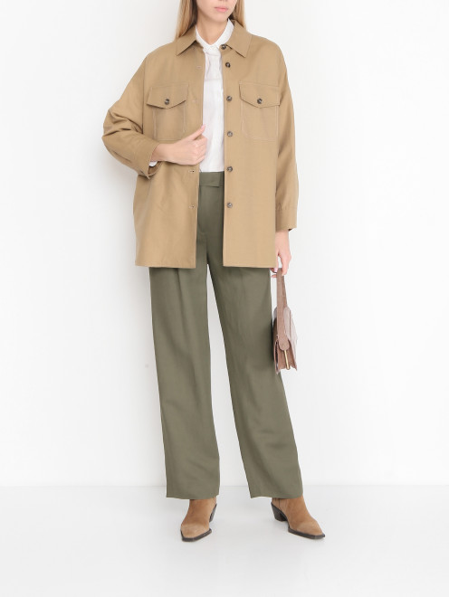 Куртка из хлопка и льна с карманами Weekend Max Mara - МодельОбщийВид