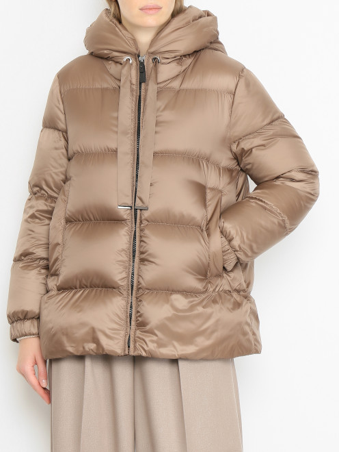 Пуховик на молнии с капюшоном Max Mara - МодельВерхНиз