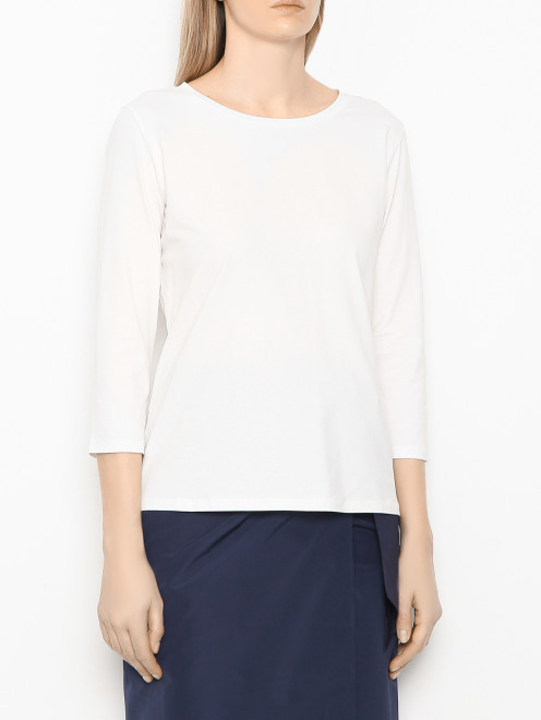 Однотонный лонгслив с рукавами 3/4 из хлопка Weekend Max Mara - МодельВерхНиз