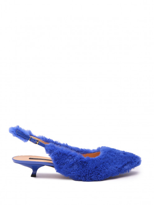 Туфли с открытой пяткой декорированные искусственным мехом Marina Rinaldi - Обтравка1