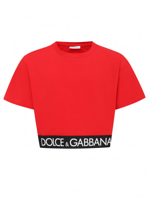 Хлопковая футболка с резинкой по низу Dolce & Gabbana - Общий вид