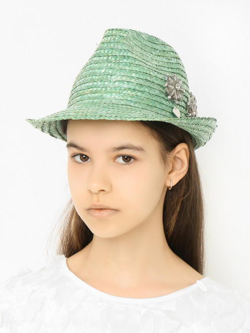 Шляпа из соломы с декором IL Trenino - МодельОбщийВид