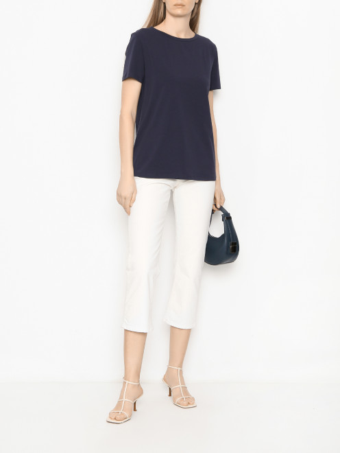 Однотонная футболка из хлопка с круглым вырезом Weekend Max Mara - МодельОбщийВид