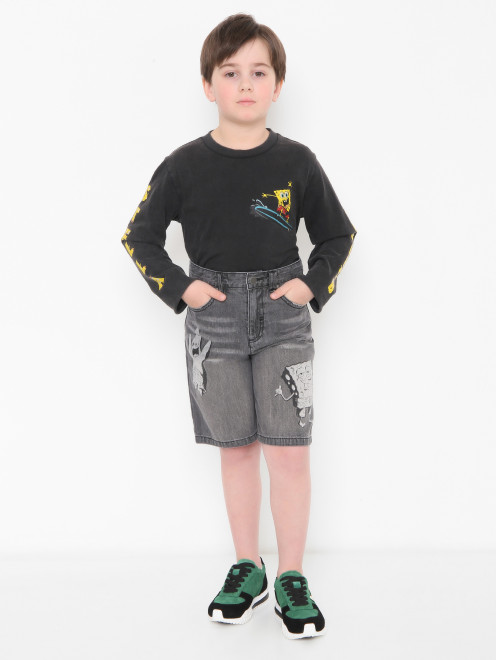 Шорты из денима с принтом Stella McCartney kids - МодельОбщийВид