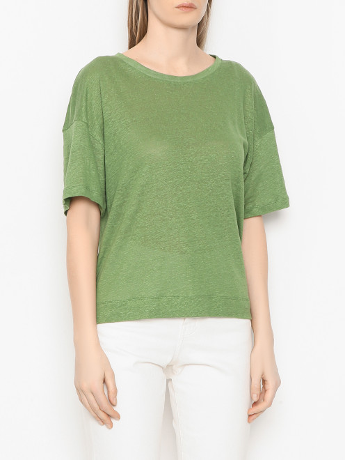 Однотонная футболка из льна Weekend Max Mara - МодельВерхНиз