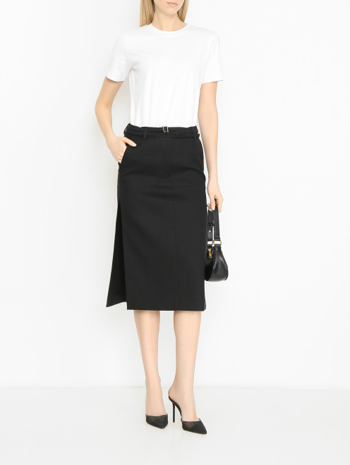 Юбка из хлопка с разрезом Sportmax - МодельОбщийВид