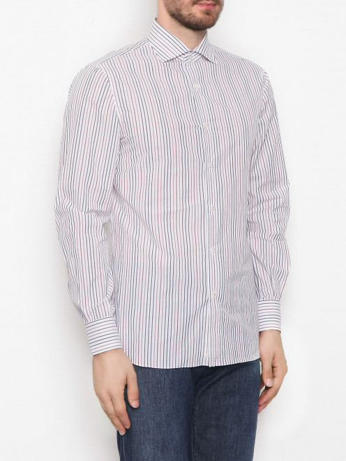 Рубашка из хлопка с узором полоска Isaia - МодельВерхНиз