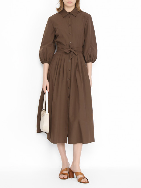 Платье-макси из хлопка с поясом Weekend Max Mara - МодельОбщийВид
