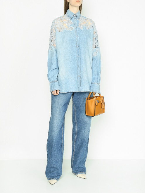 Блуза из хлопка и льна с вышивкой Ermanno Scervino - МодельОбщийВид