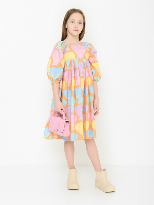 Платье из хлопка с узором Stella McCartney kids - МодельОбщийВид