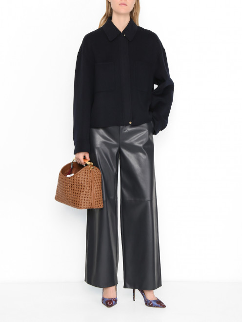Широкие брюки из экокожи Max Mara - МодельОбщийВид